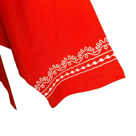 Woman Within Tunic Top Womens 2X 26/28 Red-orange Embroidered 100% Cotton Boho - Picture 5 of 16